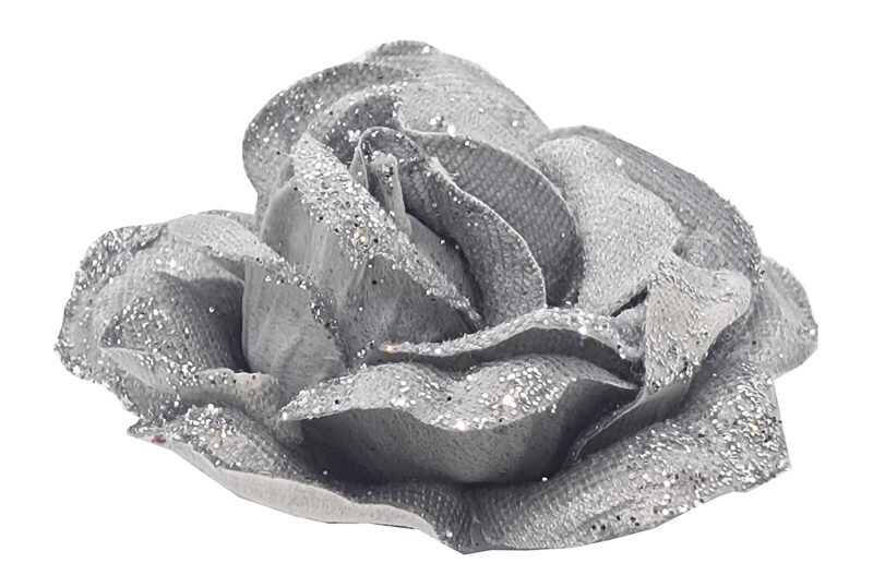 RÓŻA CIEMNY SZARY ZE SREBRNYM BROKATEM 1