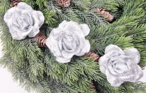 RÓŻA JASNY SZARY ZE SREBRNYM BROKATEM 3