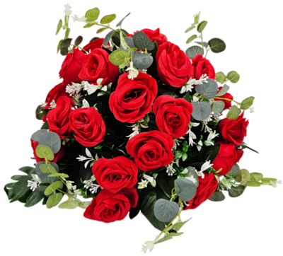 Gotowa kompozycja róża - eukaliptus