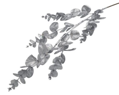 Gałązka x5 EUKALIPTUS SREBRNY brokat z drobinkami 75 cm