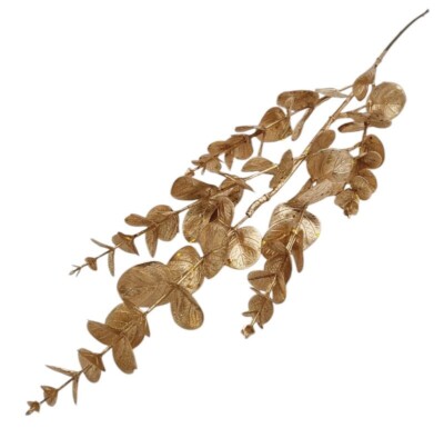 Gałązka x5 EUKALIPTUS złoty brokat z drobinkami 75 cm
