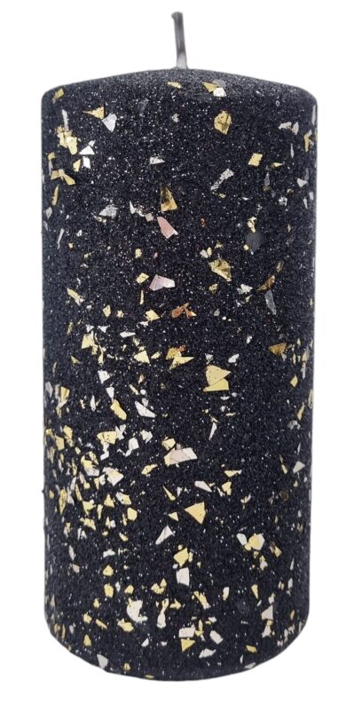 Świeca parafinowa walec GLAMOUR 14cm czarna