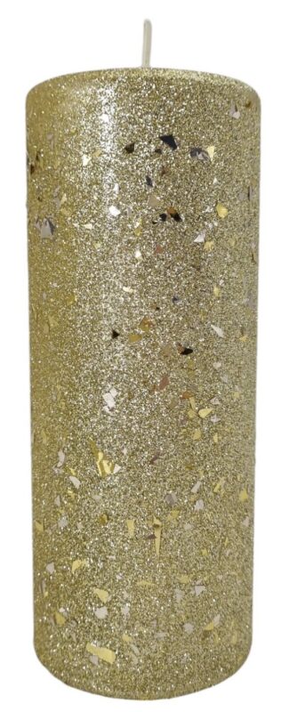Świeca parafinowa walec GLAMOUR 17,5cm złota