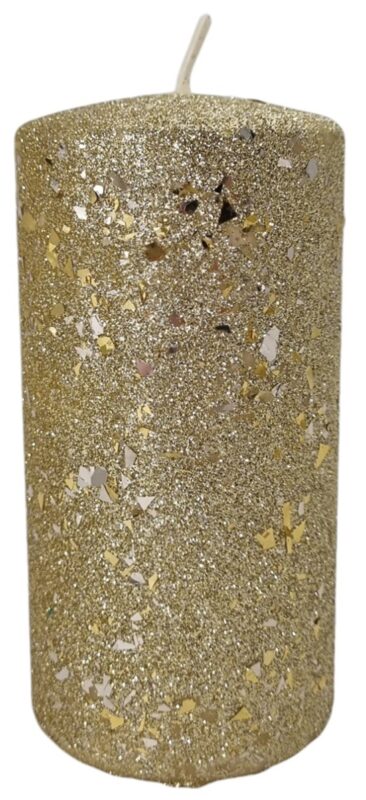 Świeca parafinowa walec GLAMOUR 14cm złota