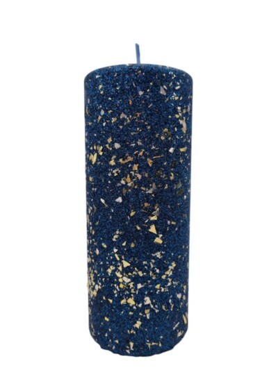 Świeca parafinowa walec GLAMOUR 17,5cm granatowa