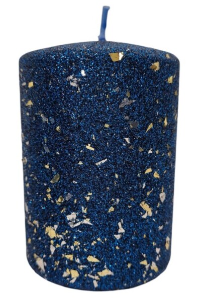 Świeca parafinowa walec GLAMOUR 10cm granatowa
