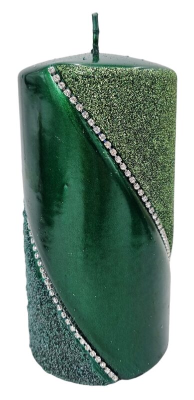 Świeca walec BOLERO 14cm zielona
