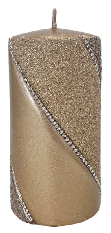 Świeca walec BOLERO 14cm szampańskie złoto