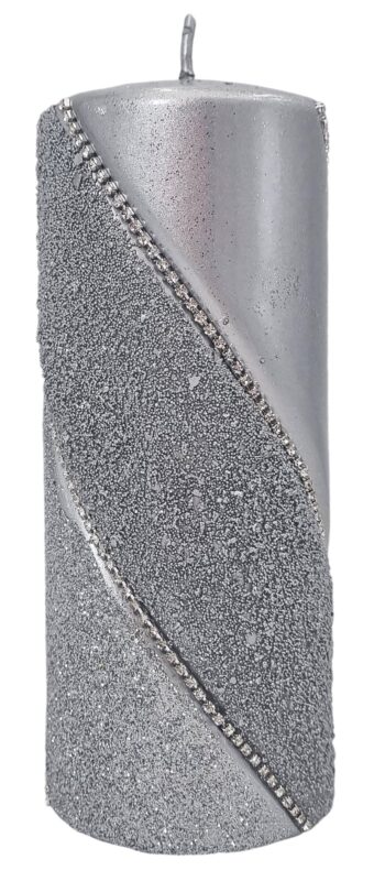 Świeca walec BOLERO 17,5cm srebrna
