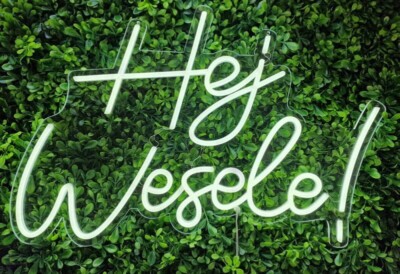 NAPIS LED HEJ WESELE 45x55cm