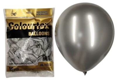 BALONY LATEKSOWE 12 CALI 50 SZTUK SREBRNY