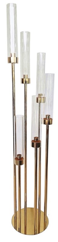 Świecznik złoty sześcioramienny 116 cm QW-4 szklane tuby