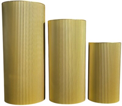 Zestaw metalowych kolumn ryflowanych x3 słodki stół ekspozycja złote