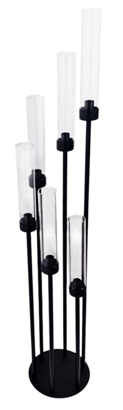 Świecznik czarny sześcioramienny 116 cm QW-5 szklane tuby