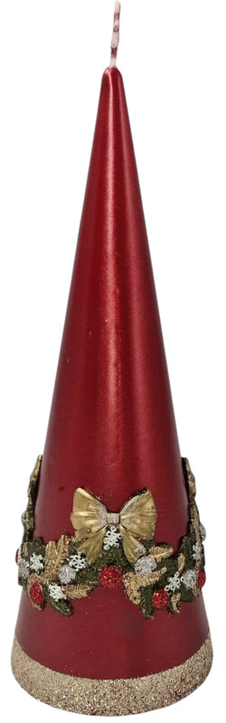 Świeca świąteczna stożek czerwona 20 cm