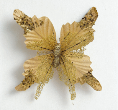 MOTYL BROKATOWY 23cm 259153-3 CHOINKA OZDOBA STROIK NA WESELE DEKORACJE