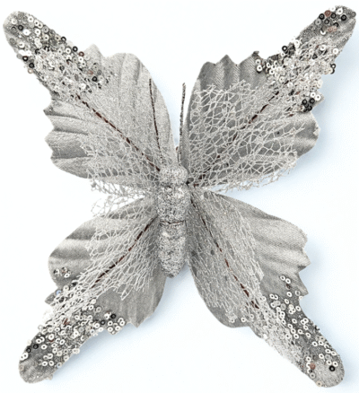 MOTYL CEKINY 23cm 259153-2 CHOINKA OZDOBA STROIK NA WESELE DEKORACJE
